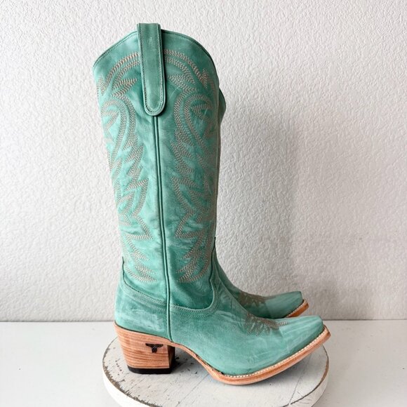Lane SMOKESHOW Womens Cowboy Boots 9 Taos Turquoise Western Cowgirl Mid Calf NWT - Picture 2 of 11